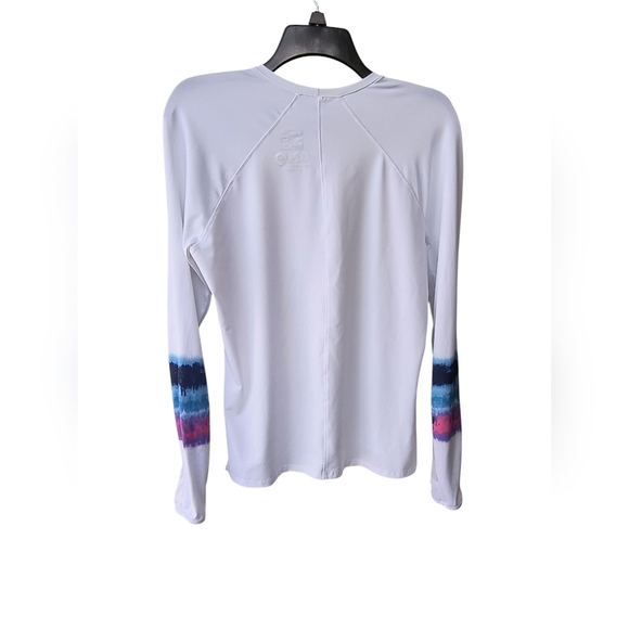 Lucky in Love White Long Mesh Sleeve SPF 50 Tennis Pickleball Dry Fit Top M - Picture 3 of 8